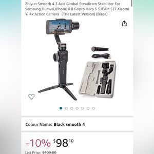 Zhiyun 4 3 Axis Gimbal Steadicam Stabilizer For Android & iPhone (Black)